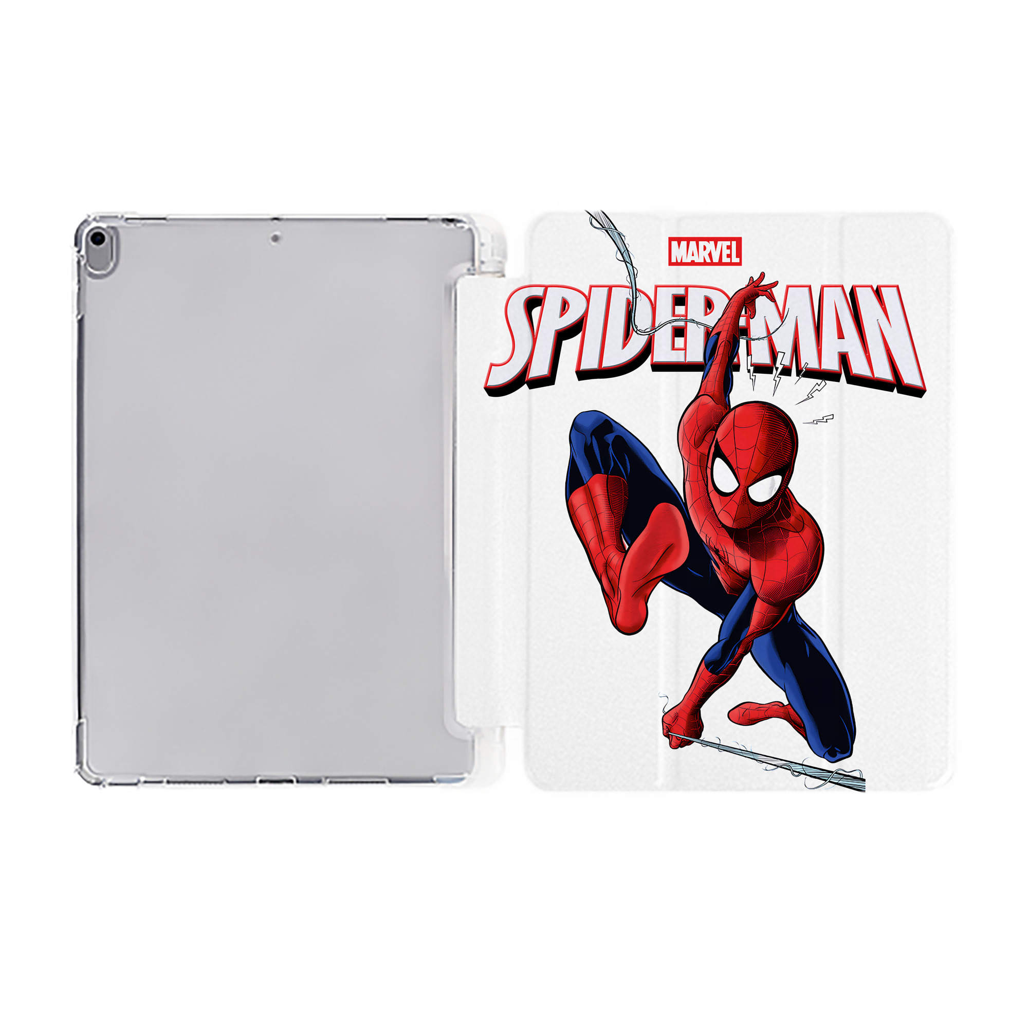 （画像用） Spider Man スパイダーマン IPad ケース ペン収納付き 三つ折りスタンド PUレザー×シリコン 対応機種9.5/10.5/10.9インチ